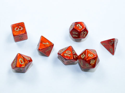 Scarab Mini-hedral Scarlet/gold 7-Die Set