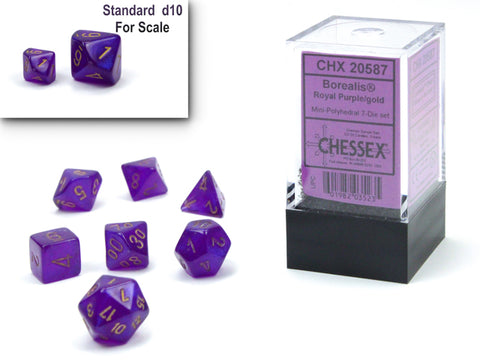 Borealis Mini-hedral Royal Purple/gold Luminary 7-Die