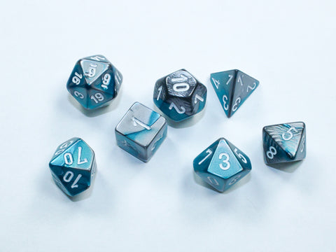 Gemini Mini-hedral Steel-Teal/white 7-Die Set