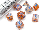 Lab Dice: Borealis Rose Gold / Light Blue Polyhedral 8-Dice Set