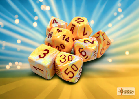 Festive Sunburst/red Polyhedral 7-Dice Set