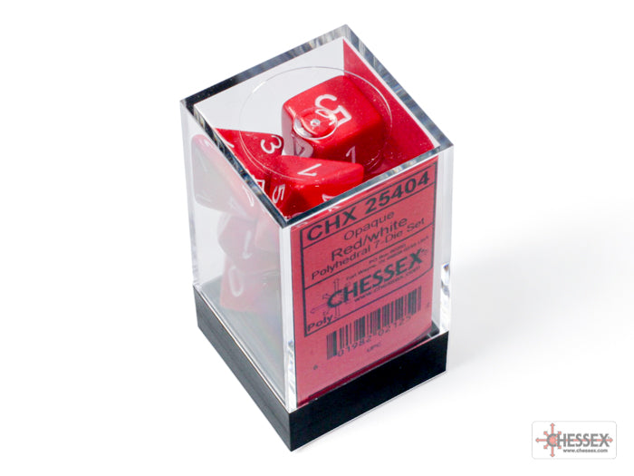 Opaque Red/white Polyhedral 7-Dice Set