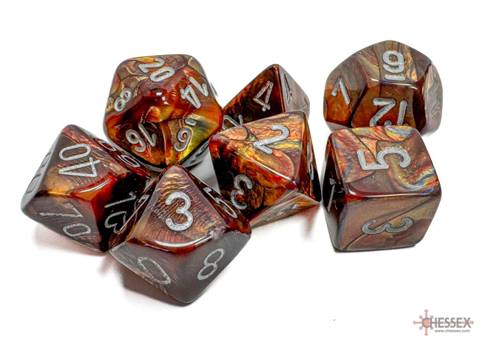 Lustrous Gold/silver Polyhedral 7-Dice Set