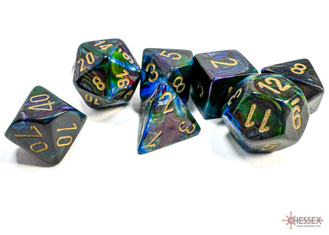 Lustrous Shadow/gold Polyhedral 7-Dice Set