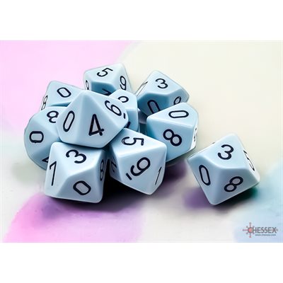 Dice: 10x D10: Opaque Pastel: Blue / Black