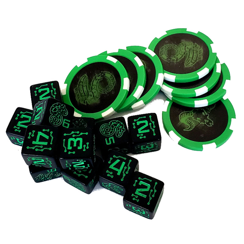 Shadowrun Dice and Edge Tokens (Green)