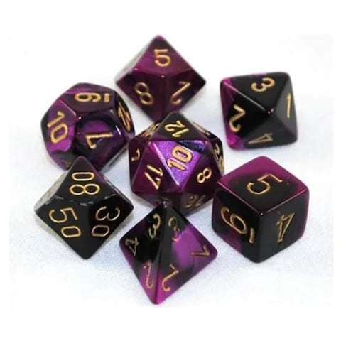 Gemini Black-Purple/gold Polyhedral 7-Dice Set