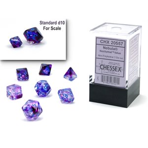 Mini Dice -Chessex (Nebula: 7Pc Nocturnal blue Luminary)