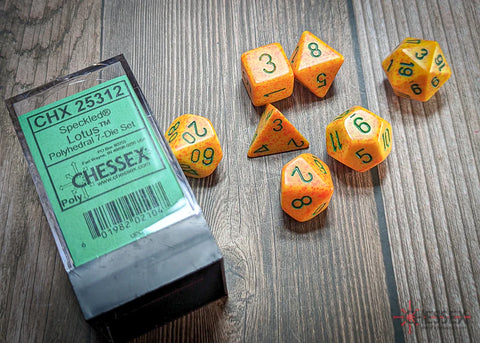 CHESSEX POLYHEDRAL SPECKLED 7-DIE SET LOTUS