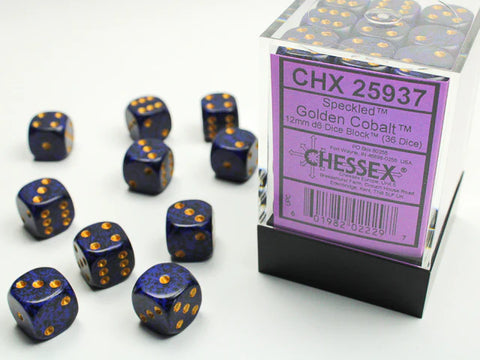 12mm d6 Dice Block (36 Dice - Speckled Golden Cobalt)