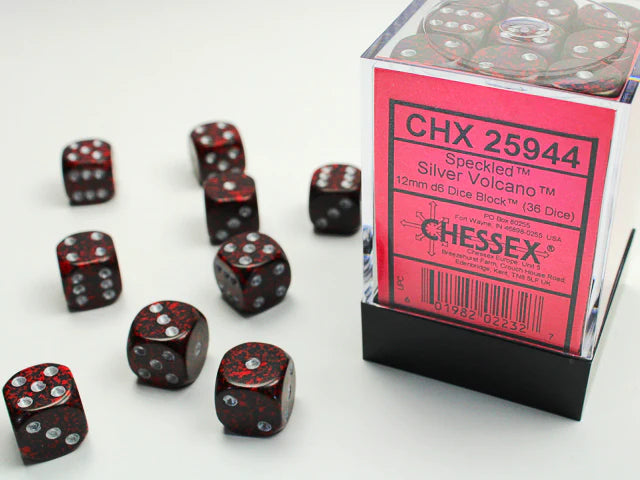 12mm d6 Dice Block (36 Dice - Speckled: Silver Volcano)