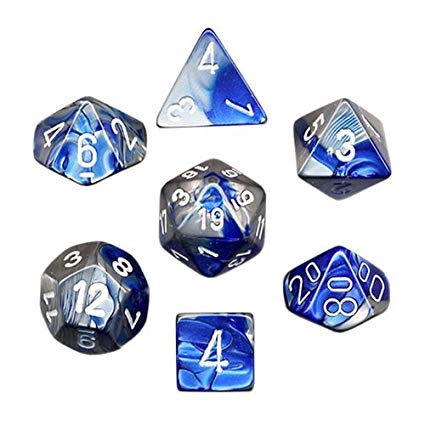 Gemini Dice -Chessex (Blue-Steel/White)