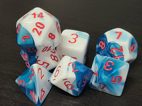 CHESSEX POLYHEDRAL GEMINI 7-DIE SET ASTRAL-BLUE/RED