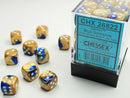 12mm d6 Dice Block (36 Dice - Gemini: Blue-Gold/White)