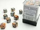 12mm d6 Dice Block (36 Dice - Gemini: Copper-Steel/White)