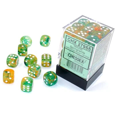 12mm d6 Dice Block (36 Dice - Nebula Luminary: Spring / White)