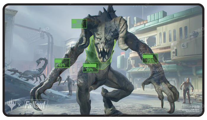 Stitched Edge Playmat: Magic the Gathering: Fallout®: V.A.T.S. Black Stitched (Deathclaw)