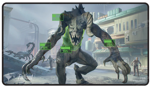 Stitched Edge Playmat: Magic the Gathering: Fallout®: V.A.T.S. Black Stitched (Deathclaw)
