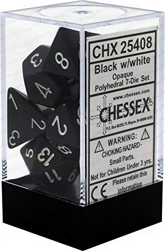 Opaque Polyhedral Black/white 7-Die set