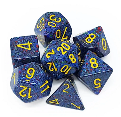 CHESSEX POLYHEDRAL SPECKLED 7-DIE SET TWILIGHT