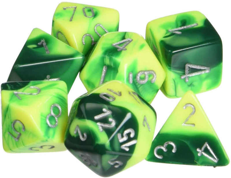 Gemini Dice -Chessex (Green-Yellow/Silver)