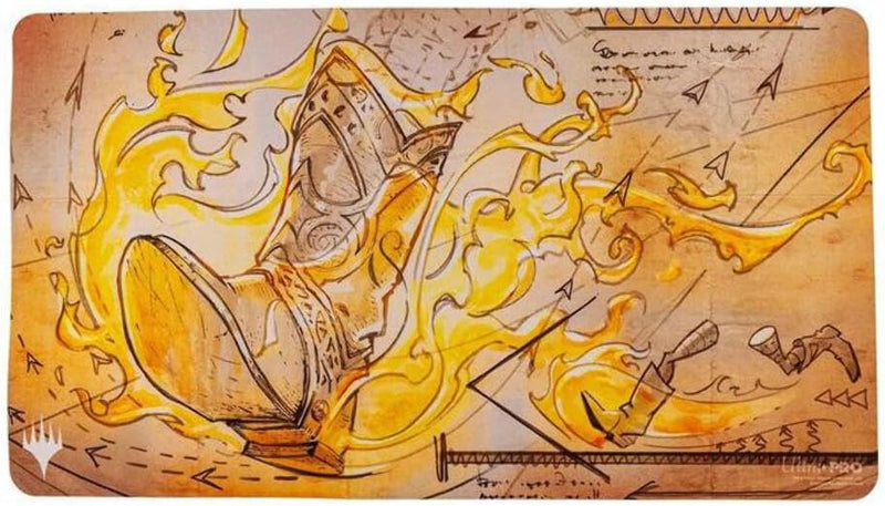 Playmat: Magic the Gathering: The Brothers' War Schematic Art: Swiftfoot Boots