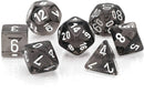 CHESSEX POLYHEDRAL TRANSLUCENT 7-DIE SET SMOKE W/WHITE