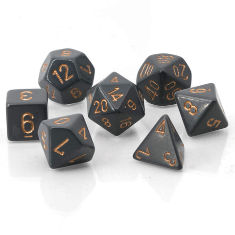 CHESSEX POLYHEDRAL OPAQUE 7-DIE SET LIGHT GREY/COPPER