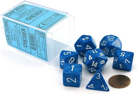 CHESSEX POLYHEDRAL SPECKLED 7-DIE SET WATER