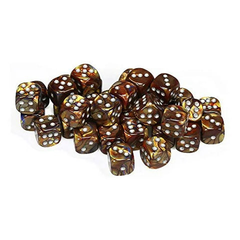 12mm d6 Dice Block (36 Dice - Lustrous: Gold/Silver)