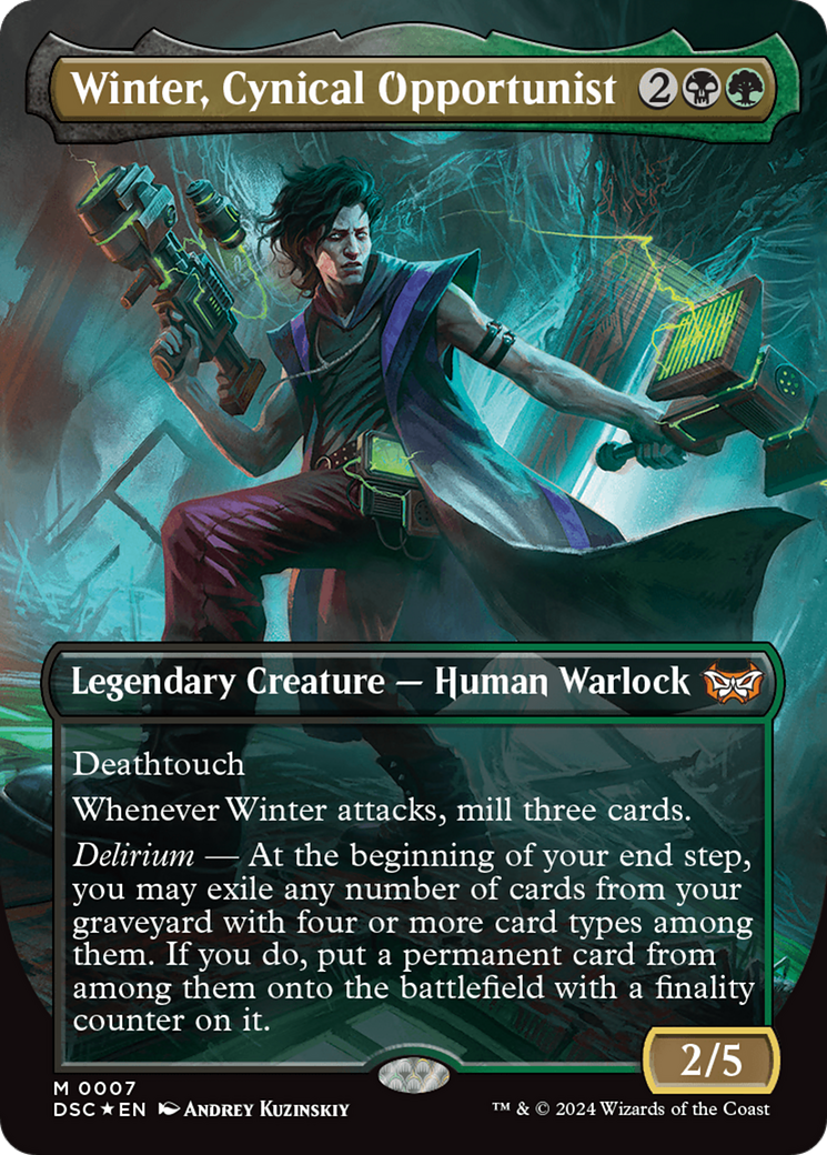Winter, Cynical Opportunist (Borderless) [Duskmourn: House of Horror C Winter, Cynical Opportunist (Borderless) [Duskmourn: House of Horror C