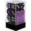 Dice: 12x D6: 16 mm: Translucent: Purple / White