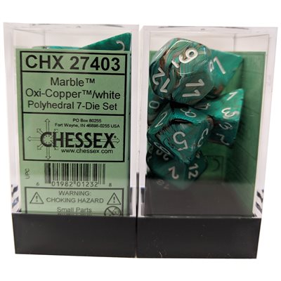 Polyhedral Dice Set: Marble: 7Pc Oxi-Copper/White