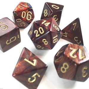 Scarab: 7Pc Blue Blood / Gold Dice