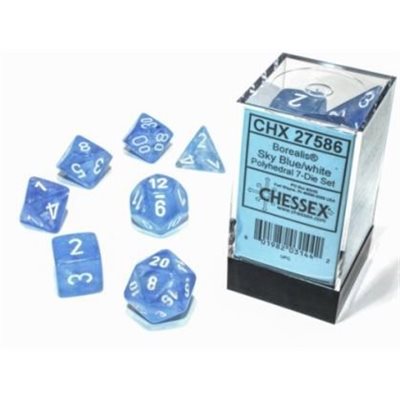 Dice: 7 pc: Borealis: Sky Blue / White