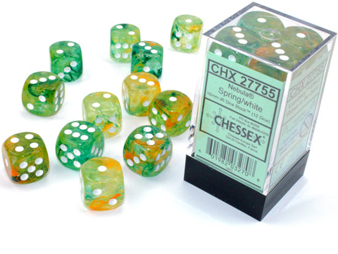 Dice: 12x D6: 16 mm: Nebula: Spring / White Luminary