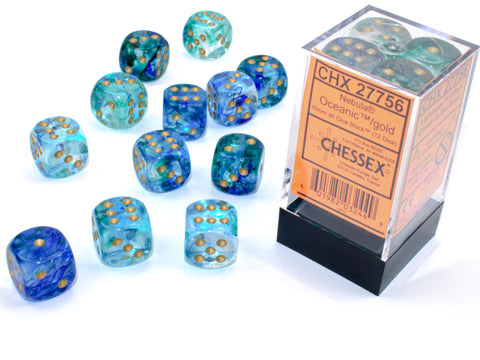 Dice: 12x D6: 16 mm: Nebula: Oceanic / Gold Luminary