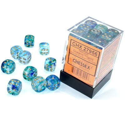 12mm d6 Dice Block (36 Dice - Nebula: Oceanic/Gold)