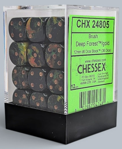 Dice: 36x D6: Brush: Deep Forest / Gold