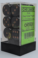 Dice: 12x D6: 16 mm: Brush: Deep Forest/ Gold