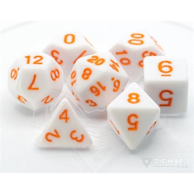 7 Pc RPG Set: White with Pastel Orange