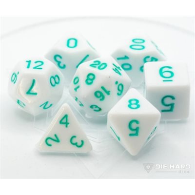 7 Pc RPG Set: White with Pastel Teal