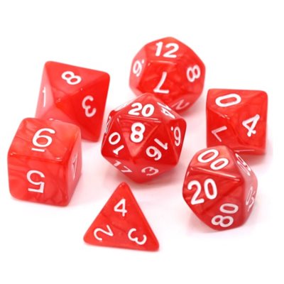 7 Pc RPG Set: Red Swirl with White