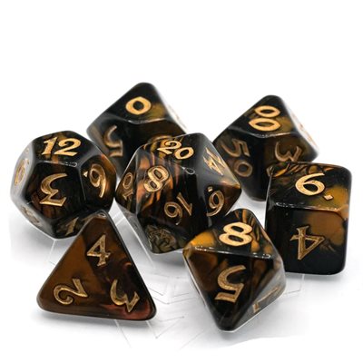 7 Pc RPG Set: Elessia: Changeling with Gold