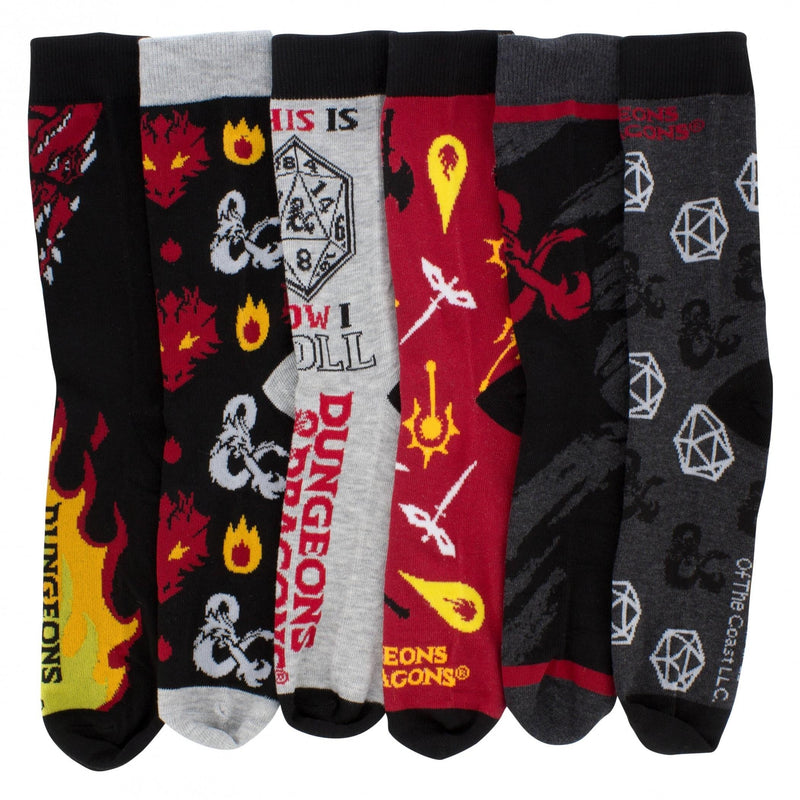 Dungeons & Dragons: 6 Pair, Casual Crew Socks (Sizes 8-12)