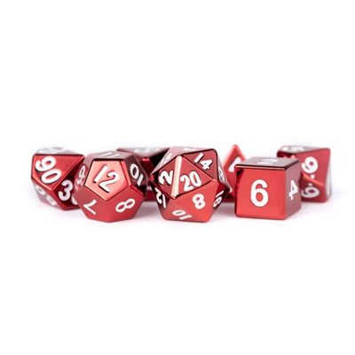 Dice: 7 pc: 16 mm: Metal: Red