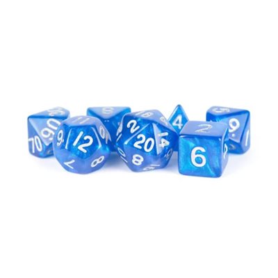 Acrylic 16mm 7pc Set: Stardust Blue with Silver Numbers