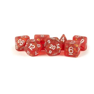 Dice: Resin 16mm 7pc Set: Icy Opal Red