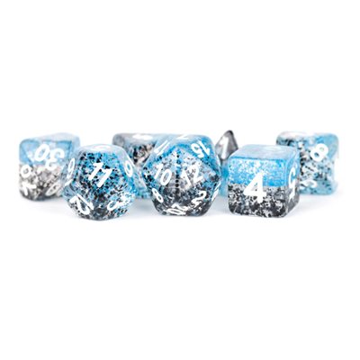 Dice: Resin 16mm 7pc Set: Particle Blue/Black