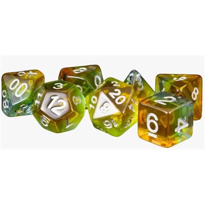 Dice: Resin 16mm 7pc Set: Yellow Aurora